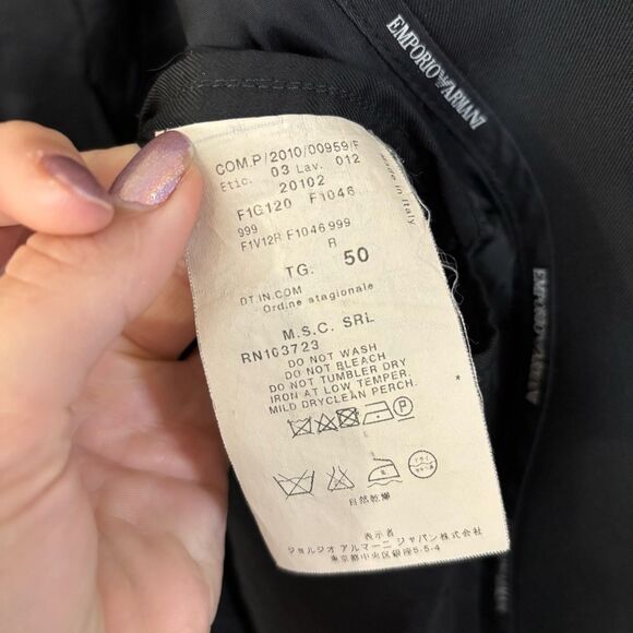 Emporio Armani size 50R Men's Black Suit Blazer Jacket quiet luxury 100% wool - Picture 7 of 10